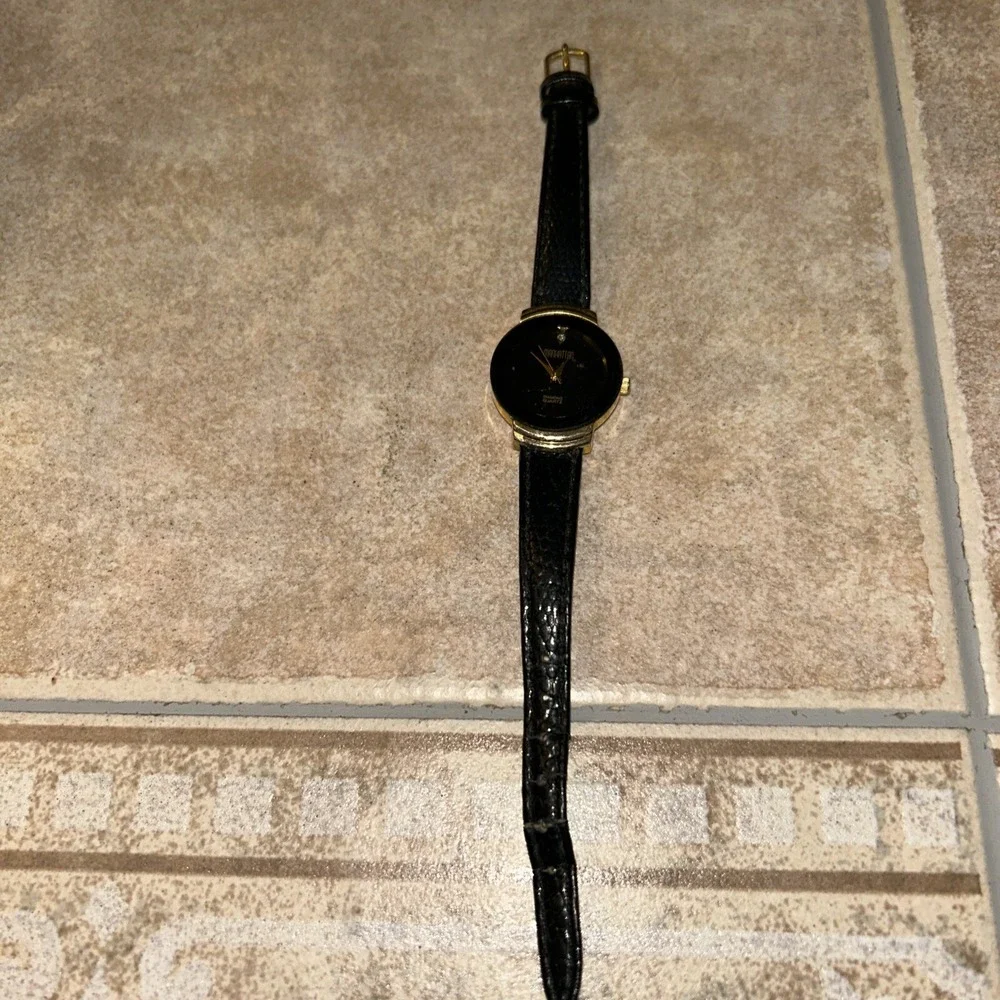 Womens Manhattan‎ Diamond Quartz Black Watch Wristwatch